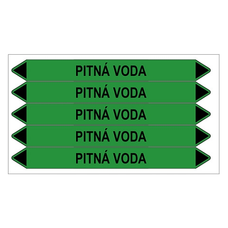 Značení potrubí, pitná voda,5 ks, 150 × 12 mm